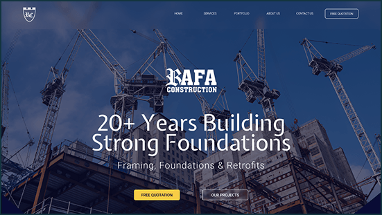 Rafa Construction Website Screenshot