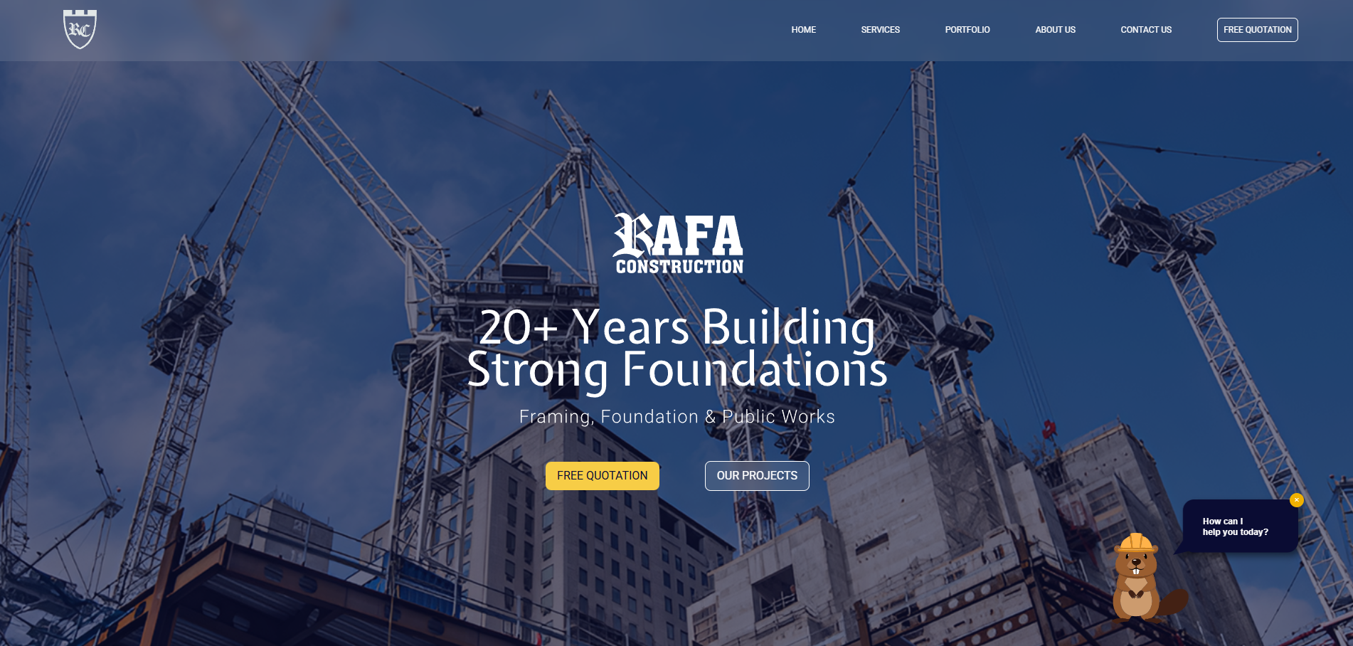 Rafa Construction Website Screenshot